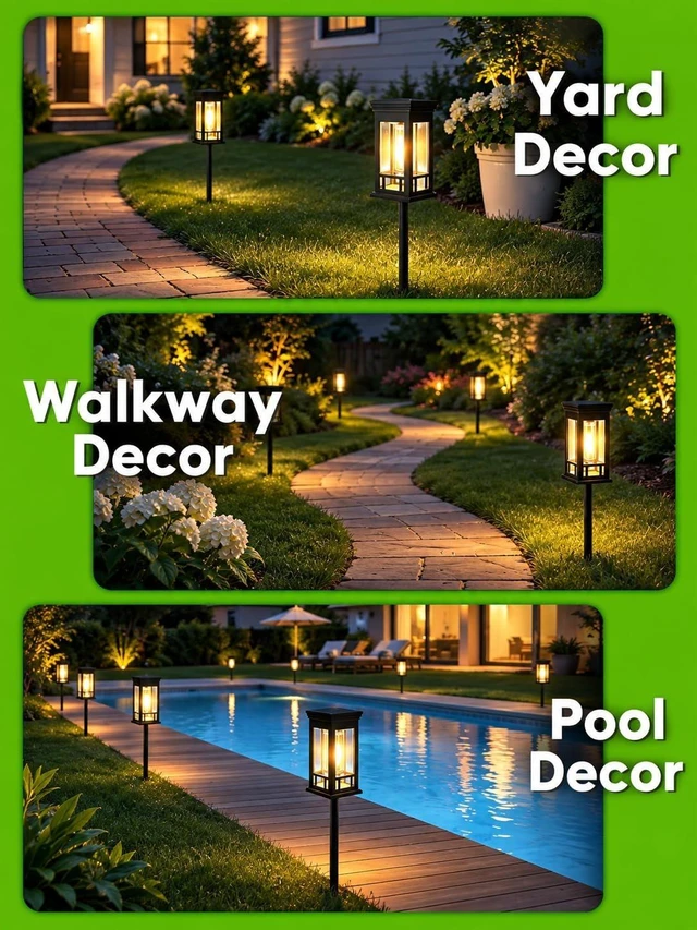Alt view image 5 of 7 - LORRYTE 10 Pack Solar Pathway Lights Outdoor Waterproof, Garden Lights
