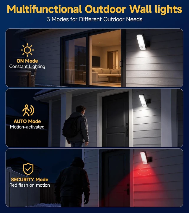 Alt view image 6 of 7 - TANBABY Motion Sensor Outdoor Lights, Rechargeable Wall Light for Porch