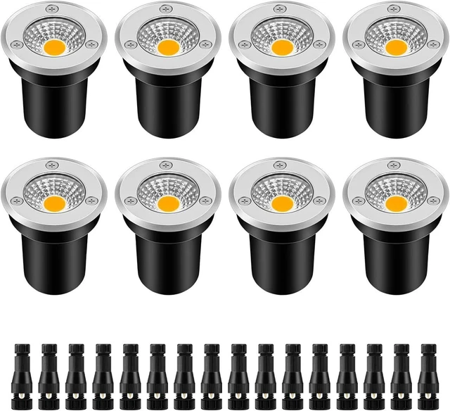 Main image of ZUCKEO Low Voltage Landscape Lighting LED Well Lights 3W 12V-24V in Ground Light IP67 Waterproof Outdoor Low Voltage Landscape Lights for Floor Driveway Deck Step Garden (8 Pack Warm White)