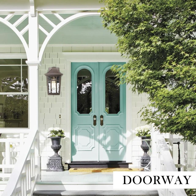 Alt view image 2 of 7 - Darkaway Outdoor Sconce Lights Wall Light Fixtures, Exterior Porch Light Outdoor Sconce Anti-Rust Waterproof Aluminum Outside Light with Water Ripple Glass for Patio Yard Doorway Garage
