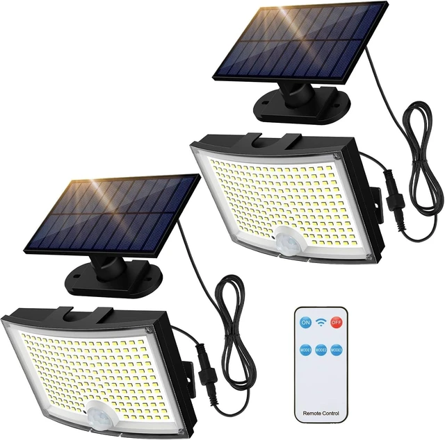 Main image of Adiding Solar Outdoor Lights 2Pack, 202 LED Flood Lights with 16.4 ft Cable