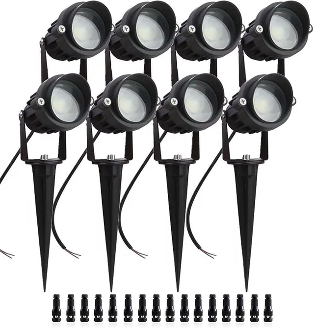 Main image of 8Pack 5W Low Voltage Landscape Lights with Connectors Outdoor Lighting 24V AC/DC Focusing Lens LED Landscape Spotlights,600LM Warm White Waterproof Outdoor Garden Yard Lights