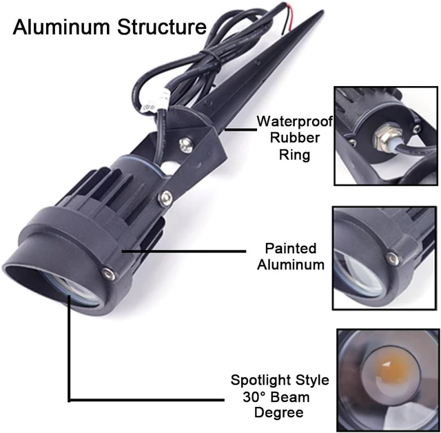 Alt view image 4 of 7 - 8Pack 5W Low Voltage Landscape Lights with Connectors Outdoor Lighting 24V AC/DC Focusing Lens LED Landscape Spotlights,600LM Warm White Waterproof Outdoor Garden Yard Lights