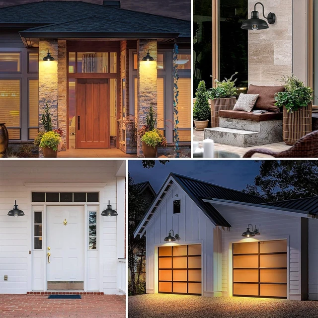 Alt view image 7 of 7 - Dusk to Dawn Outdoor Wall Sconces, Exterior Farmhouse Gooseneck Barn Lights