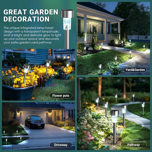 Alt view image 2 of 7 - GIGALUMI Outdoor Waterproof Solar Garden Lights, 12 Pack Cold White
