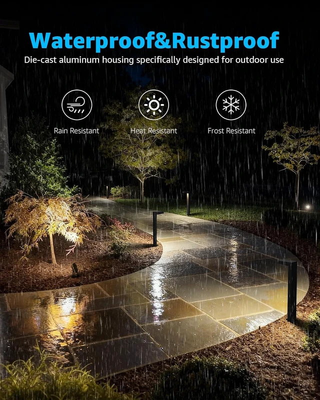 Alt view image 3 of 7 - SUNVIE LED Low Voltage Landscape Lighting Kit Outdoor Waterproof Low Voltage Pathway Lights Wired with Spotlights 3000K Modern Outdoor Landscape Lights with Connectors for Path Yard Garden, 12 Pack