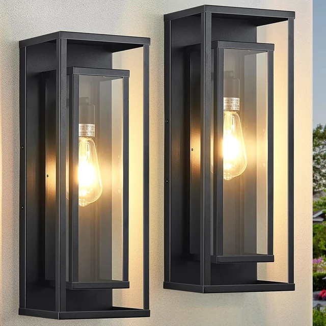 Main image of 18In Outdoor Wall Lights, Black Front Door Light Fixture 2-Pack