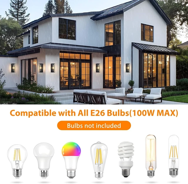 Alt view image 2 of 7 - 18In Outdoor Wall Lights, Black Front Door Light Fixture 2-Pack