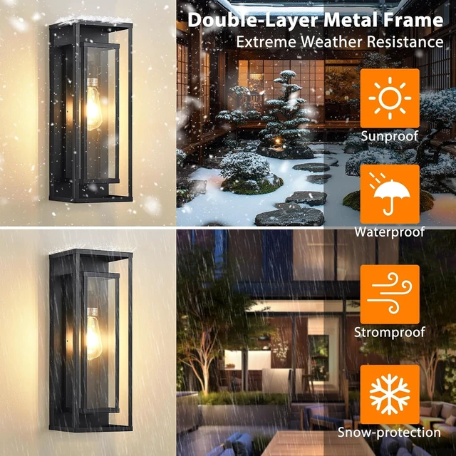 Alt view image 5 of 7 - 18In Outdoor Wall Lights, Black Front Door Light Fixture 2-Pack