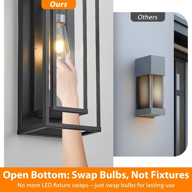 Alt view image 4 of 7 - 18In Outdoor Wall Lights, Black Front Door Light Fixture 2-Pack
