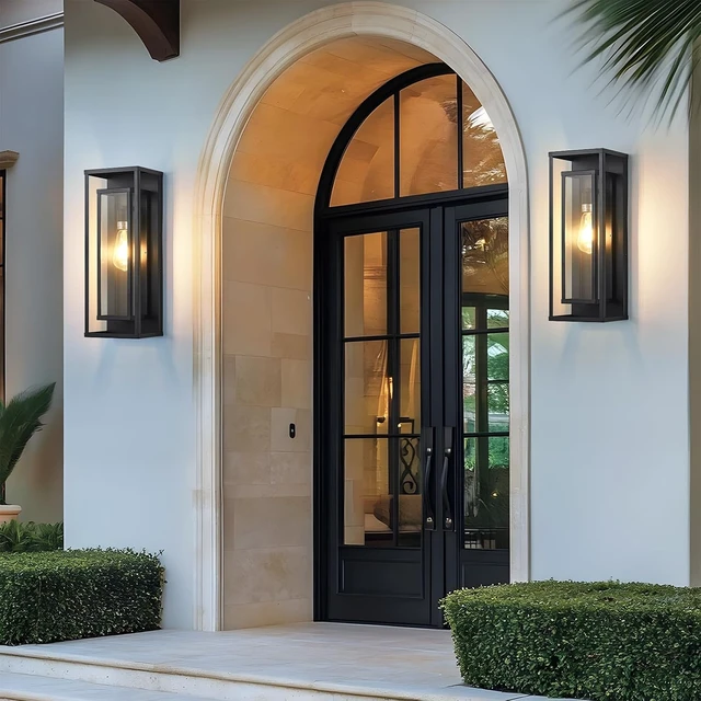 Alt view image 7 of 7 - 18In Outdoor Wall Lights, Black Front Door Light Fixture 2-Pack