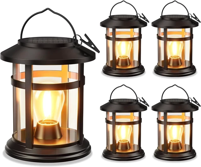 Main image of Solar Lantern Outdoor Waterproof, 4 Pack Bright Hanging Solar Lights for Outside Decorative, Upgraded Solar Powered Lanterns LED Lighting for Garden Patio Porch Decor Gifts (Warm Light)