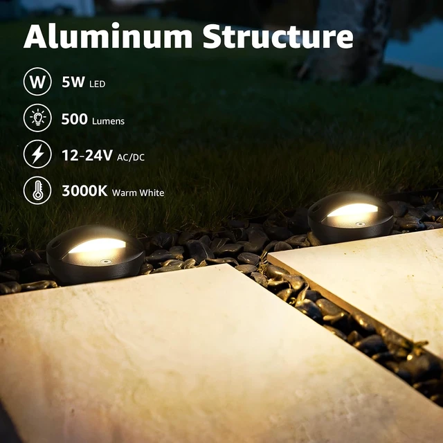 Alt view image 2 of 7 - SUNVIE 5W Low Voltage Landscape Lighting Anti-Glare Outdoor In-Ground Lights 3000K Well Lights Low Voltage with Wire Connectors Waterproof LED Landscape Lighting for Pathway Garden, 12 Pack