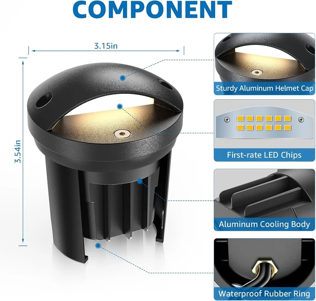 Alt view image 3 of 7 - SUNVIE 5W Low Voltage Landscape Lighting Anti-Glare Outdoor In-Ground Lights 3000K Well Lights Low Voltage with Wire Connectors Waterproof LED Landscape Lighting for Pathway Garden, 12 Pack