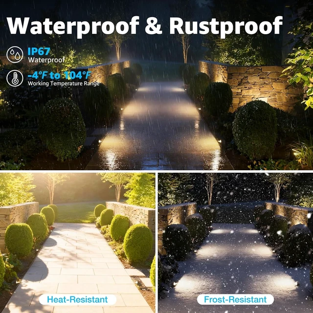 Alt view image 5 of 7 - SUNVIE 5W Low Voltage Landscape Lighting Anti-Glare Outdoor In-Ground Lights 3000K Well Lights Low Voltage with Wire Connectors Waterproof LED Landscape Lighting for Pathway Garden, 12 Pack