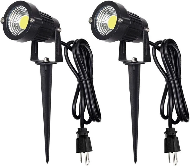 Main image of Z Outdoor Landscape LED Lighting 5W Waterproof Graden Lights COB Led Spotlights with Spiked Stand for Lawn Decorative Lamp US 3- Plug 6500K Daylight White Lights (2 Packs)