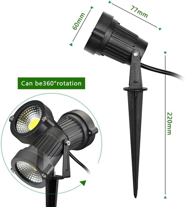Alt view image 2 of 6 - Z Outdoor Landscape LED Lighting 5W Waterproof Graden Lights COB Led Spotlights with Spiked Stand for Lawn Decorative Lamp US 3- Plug 6500K Daylight White Lights (2 Packs)