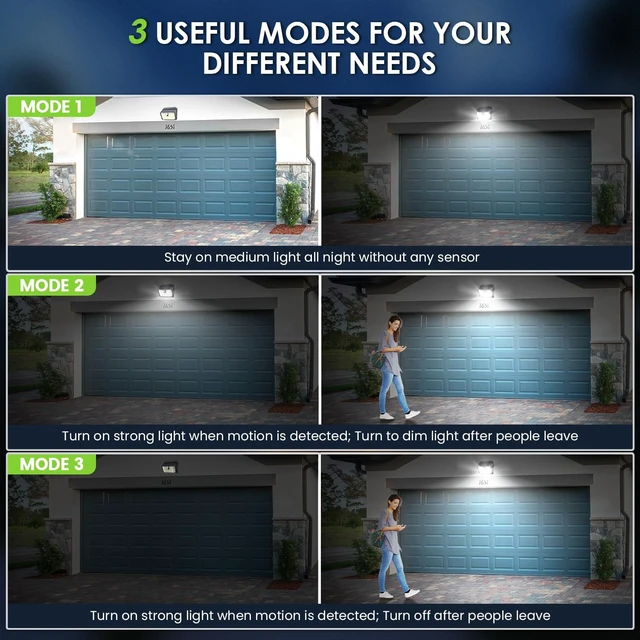 Alt view image 5 of 7 - Solar Motion Lights Outdoor, Ultra Bright Solar Fence Lights with Motion Sensor, IP65 Waterproof Security Light 3 Modes, 270° Lighting Angle, Wall Lights for Deck Patio Fence Garage Door (6 Packs)
