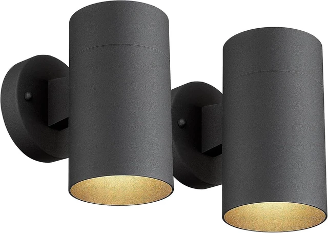 Main image of Ken & Ricky Modern Outdoor Wall Sconce Lights,CylinderBlack 2 Pack