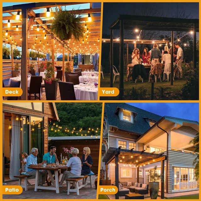 Alt view image 7 of 7 - GvvooHome Outdoor String Lights, 50FT LED Waterproof Patio Lights