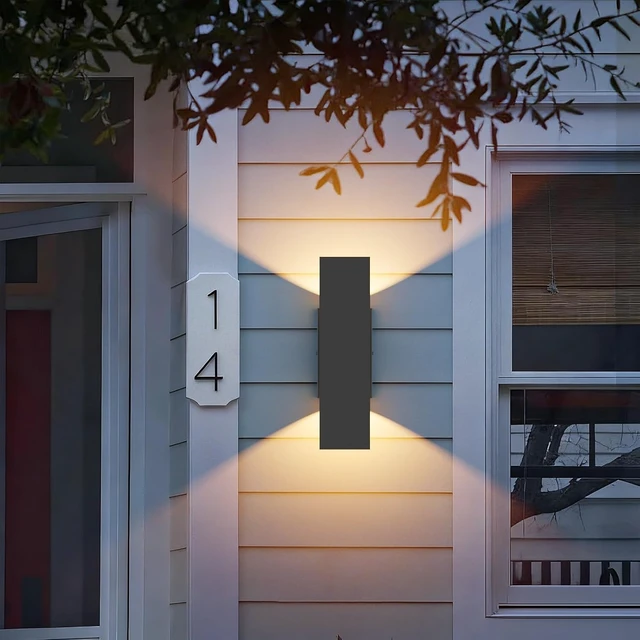 Alt view image 2 of 7 - Aipsun 2 Pack Outdoor LED Up Down Wall Sconces, Black Modern Porch Lights