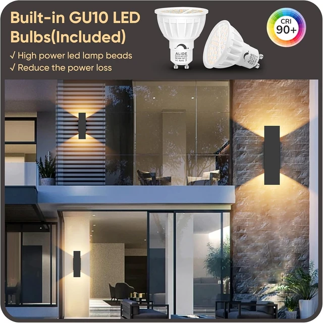 Alt view image 4 of 7 - Aipsun 2 Pack Outdoor LED Up Down Wall Sconces, Black Modern Porch Lights