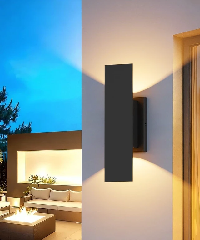 Alt view image 6 of 7 - Aipsun 2 Pack Outdoor LED Up Down Wall Sconces, Black Modern Porch Lights