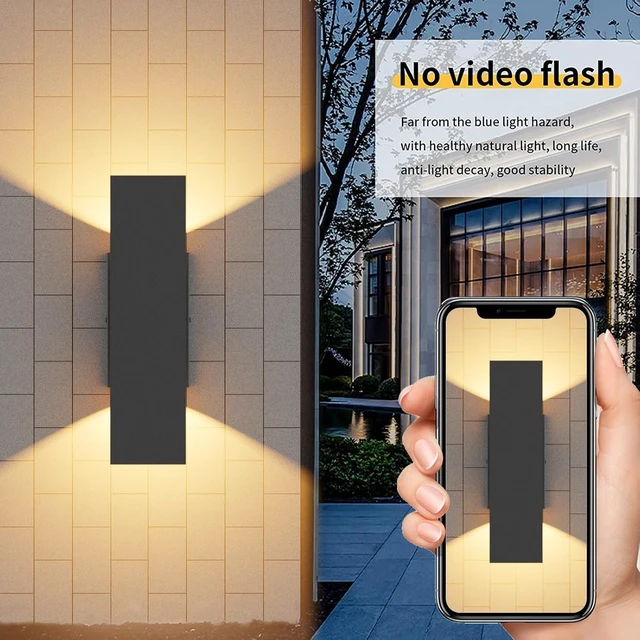 Alt view image 7 of 7 - Aipsun 2 Pack Outdoor LED Up Down Wall Sconces, Black Modern Porch Lights