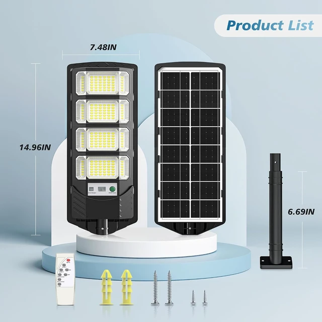 Alt view image 6 of 7 - OKPRO Solar Street Lights Outdoor, 6500K LED Dusk to Dawn Outdoor Lighting