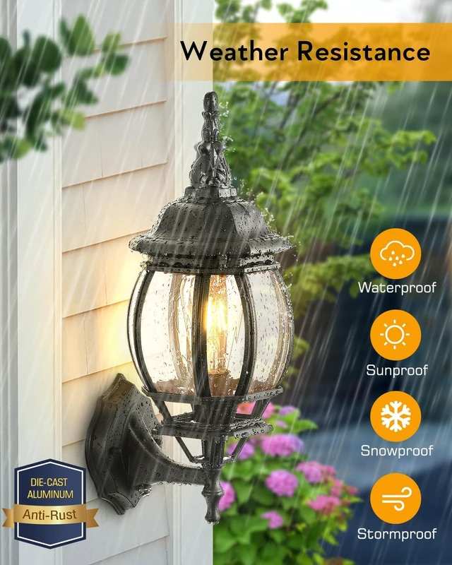 Alt view image 5 of 7 - VIANIS Dusk to Dawn LED Outdoor Lighting Wall Lanterns for Porch, Anti-Rust