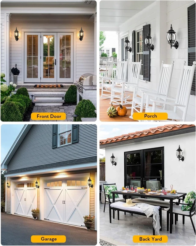 Alt view image 7 of 7 - VIANIS Dusk to Dawn LED Outdoor Lighting Wall Lanterns for Porch, Anti-Rust