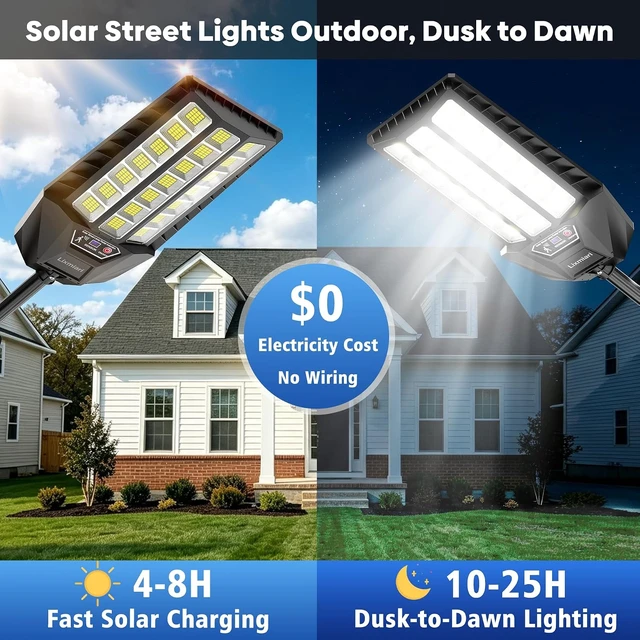 Alt view image 2 of 7 - Solar Lights Outdoor Waterproof, Motion Sensor Solar Street Light, 2-Pack
