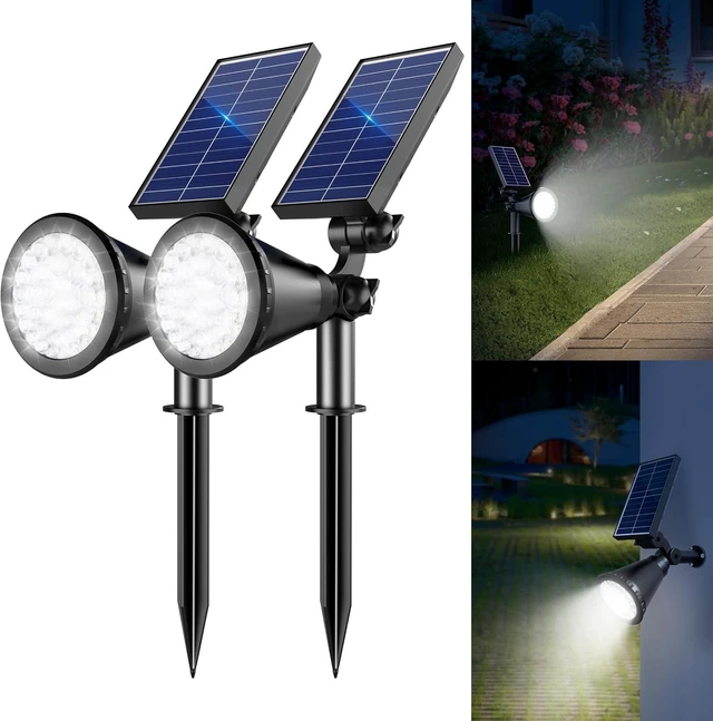 Main image of Solar Lights Outdoor Waterproof Spot Lights, Cool White 2 Pack