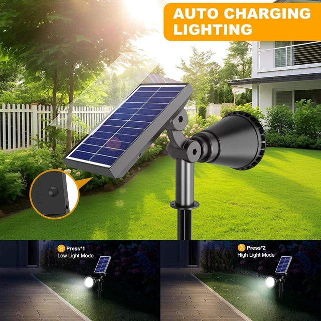 Alt view image 4 of 7 - Solar Lights Outdoor Waterproof Spot Lights, Cool White 4 Pack