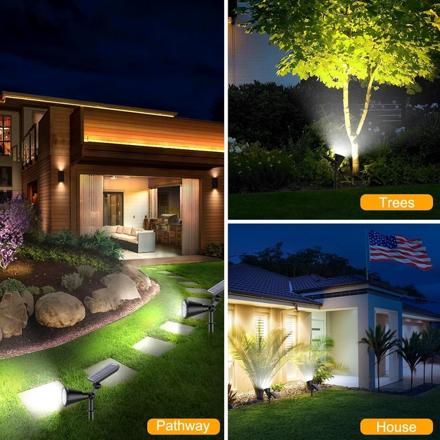 Alt view image 7 of 7 - Solar Lights Outdoor Waterproof Spot Lights, Cool White 2 Pack