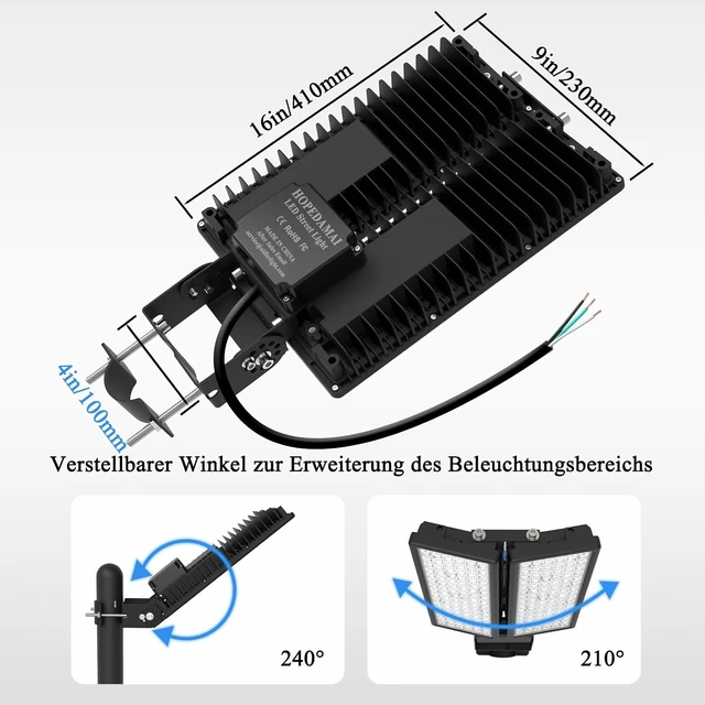 Alt view image 7 of 7 - 200W LED Parking Lot Light, 28000LM 6500K Outdoor Spot Lights