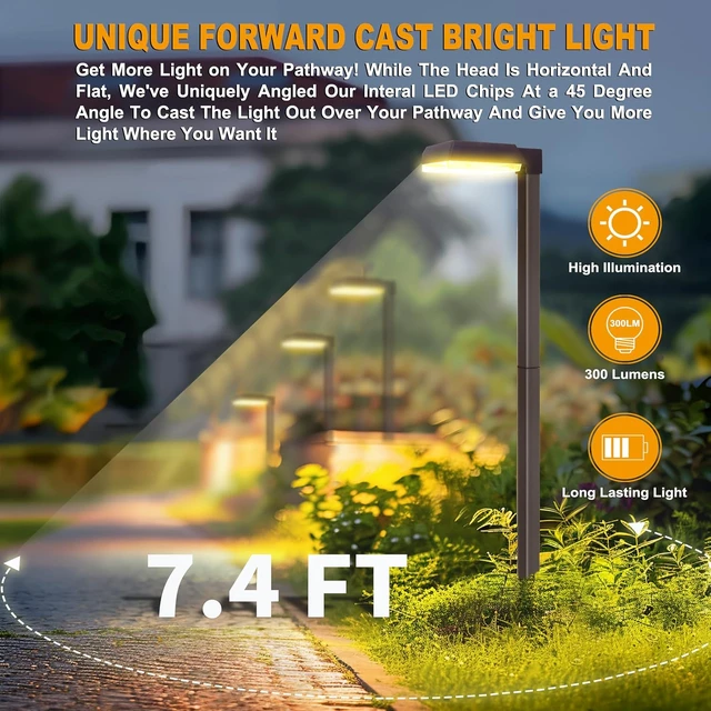 Alt view image 3 of 7 - 4Pack Solar Pathway Lights Outdoor 300LM 2-in-1 Warm White & Daylight Modes