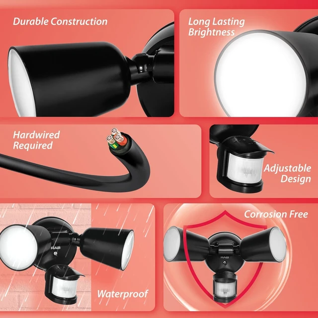 Alt view image 2 of 7 - RAB Lighting LU160 Luminator Motion Sensor Outdoor Lights - Flood Light for Security, Outside Dusk to Dawn Photocell, 3000k5000k Tunable, IP65 Weatherproof Rating, 160°Coverage, 50 Ft Range (Black)