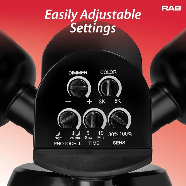 Alt view image 3 of 7 - RAB Lighting LU160 Luminator Motion Sensor Outdoor Lights - Flood Light for Security, Outside Dusk to Dawn Photocell, 3000k5000k Tunable, IP65 Weatherproof Rating, 160°Coverage, 50 Ft Range (Black)