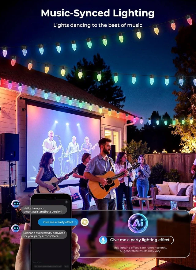 Alt view image 3 of 7 - Outdoor Christmas Lights, 100 LED C9 String Lights, Smart APP & Remote