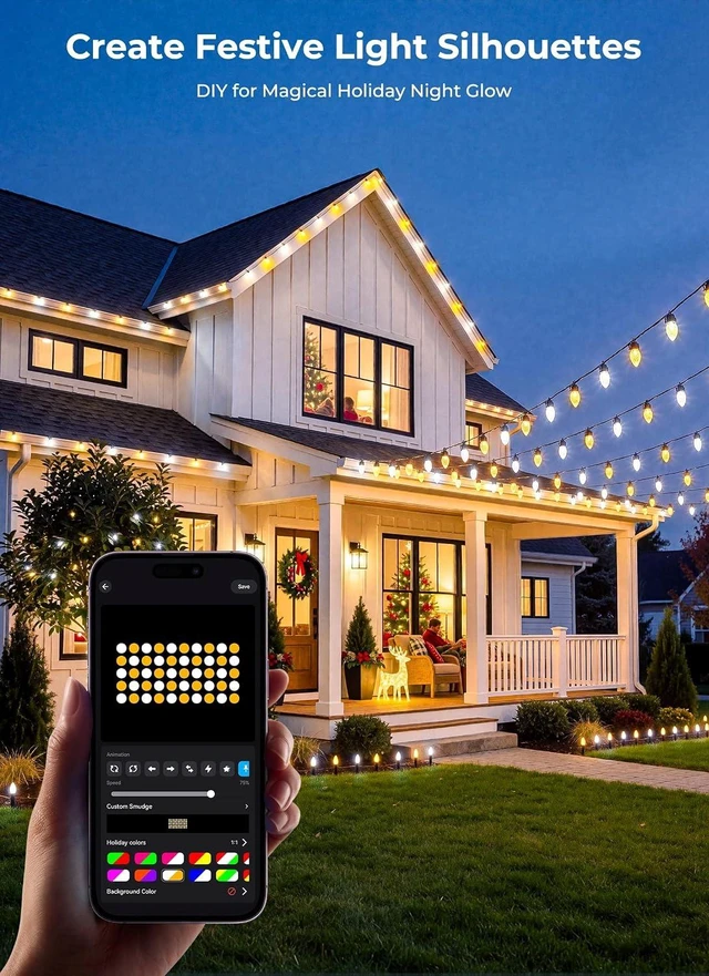 Alt view image 5 of 7 - Outdoor Christmas Lights, 100 LED C9 String Lights, Smart APP & Remote