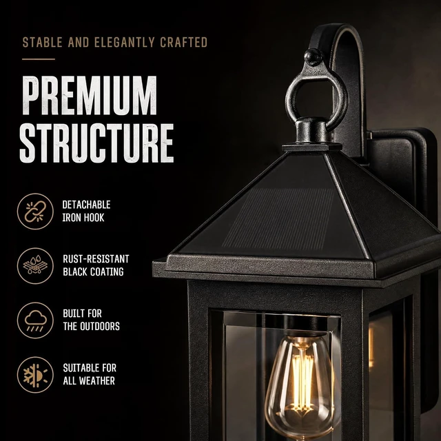 Alt view image 3 of 7 - Solar Wall Lanterns Outdoor, 2 Pack Dusk to Dawn Motion Sensor 3 Modes
