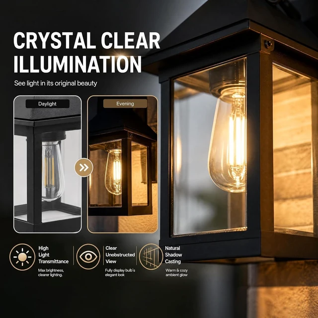 Alt view image 4 of 7 - Solar Wall Lanterns Outdoor, 2 Pack Dusk to Dawn Motion Sensor 3 Modes