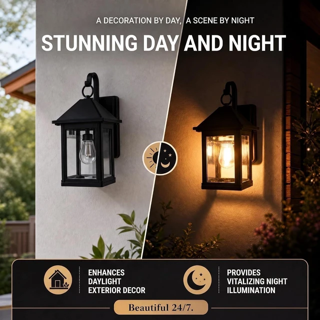 Alt view image 5 of 7 - Solar Wall Lanterns Outdoor, 2 Pack Dusk to Dawn Motion Sensor 3 Modes