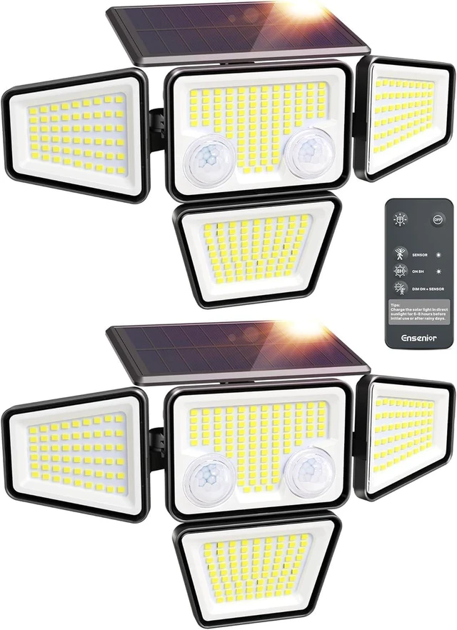 Main image of Motion Sensor Outdoor Solar Lights, Security Flood Lights 4-Head, 2-Pack