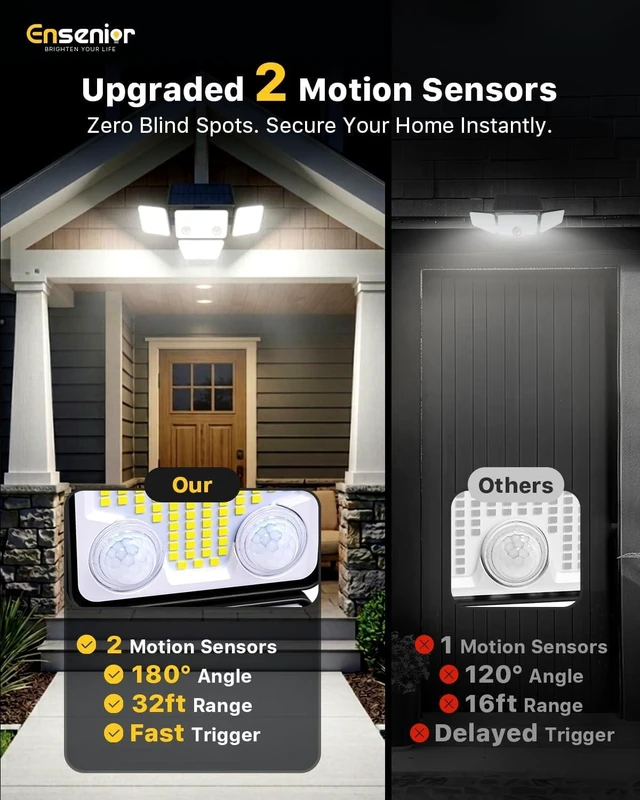 Alt view image 2 of 7 - Motion Sensor Outdoor Solar Lights, Security Flood Lights 4-Head, 2-Pack
