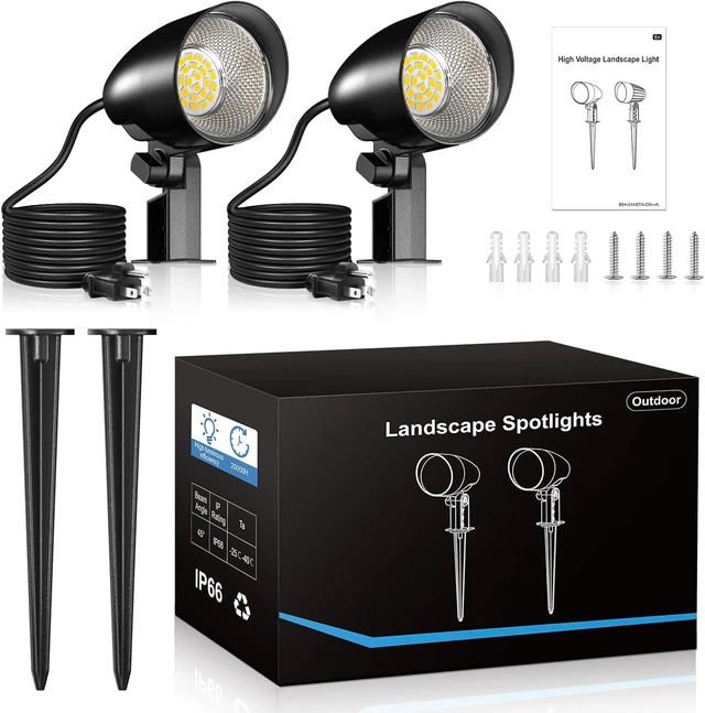 Alt view image 7 of 7 - 20W Outdoor Spotlight,IP66 Landscape Lighting for Yard, 2 Pack