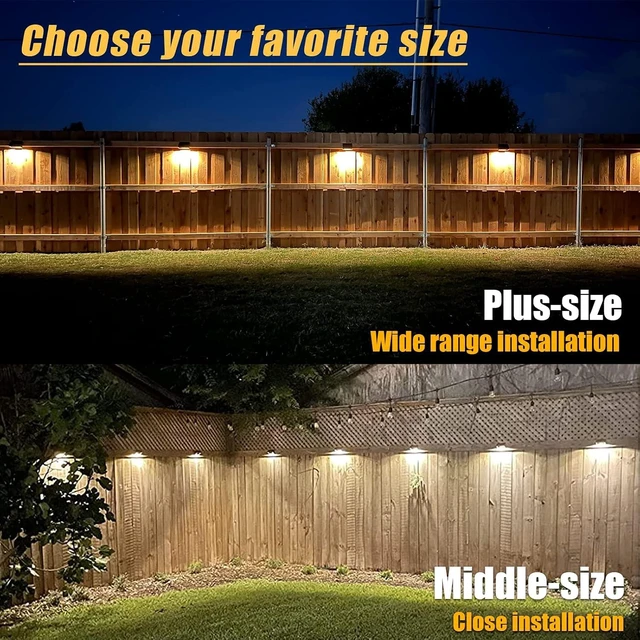 Alt view image 3 of 6 - Aulanto Solar Fence Lights 8 Pack-Plus,100 Lumen Big Outdoor Solar Light IP65 Waterproof, Warm White and 10 RGB Modes,Fence Lights Otdoor Solar Lighting for Backyard,Garden,Fence,Wall,Deck,Stairs.