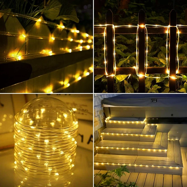 Alt view image 7 of 7 - Solar Rope Lights, 66ft 200LED Solar String Lights, 8 Modes, Waterproof