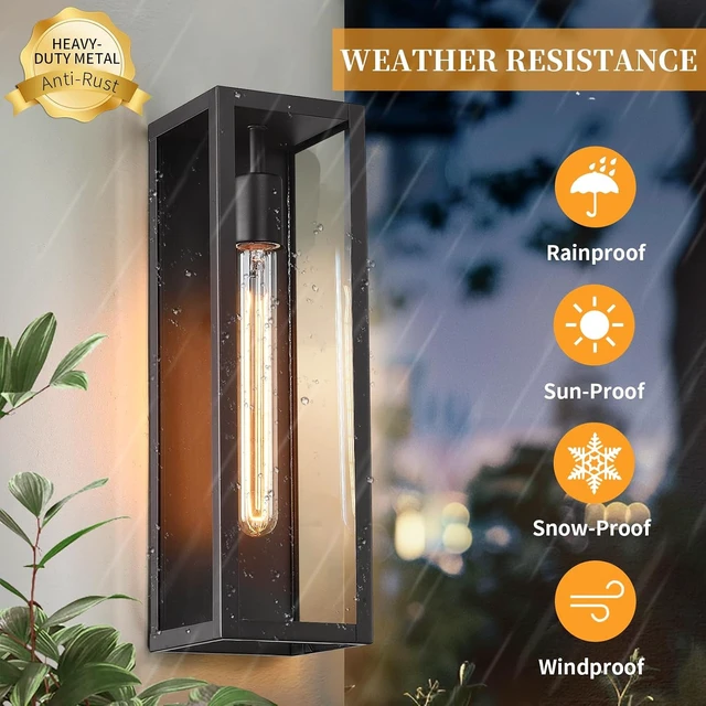 Alt view image 4 of 7 - 16" Large Outdoor Porch Lights Wall Mount 2-Pack, Matte Black